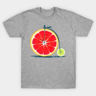 Vintage Retro Cute Red Orange Lime Bike with Old Frame Look and Citrus Wheels T-Shirt